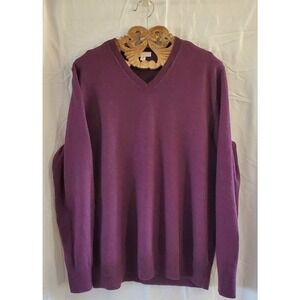 Gap Pullover Men’s XL Plum Slub Merino Wool V Neck Sweater